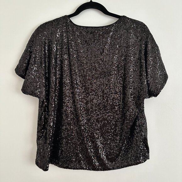 NWT, H&M, Black Spangle T Shirt, M - Picture 2 of 3